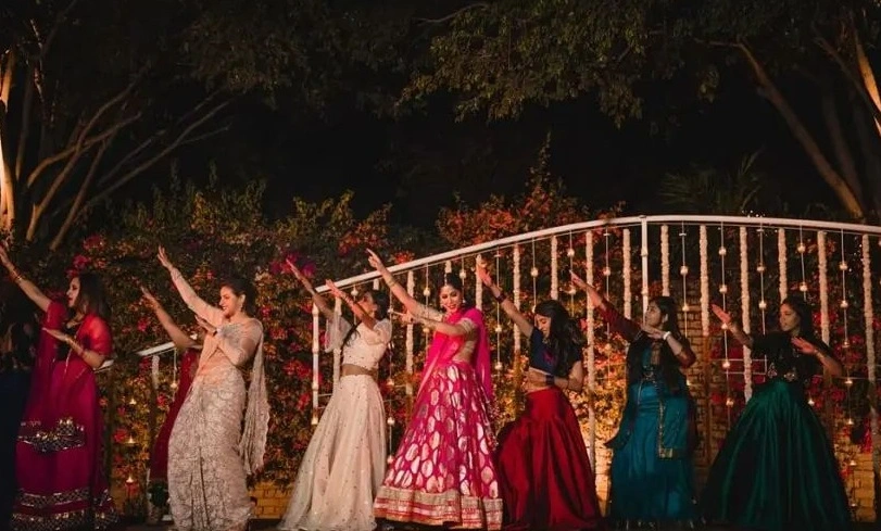 Elegant wedding mandap under lights